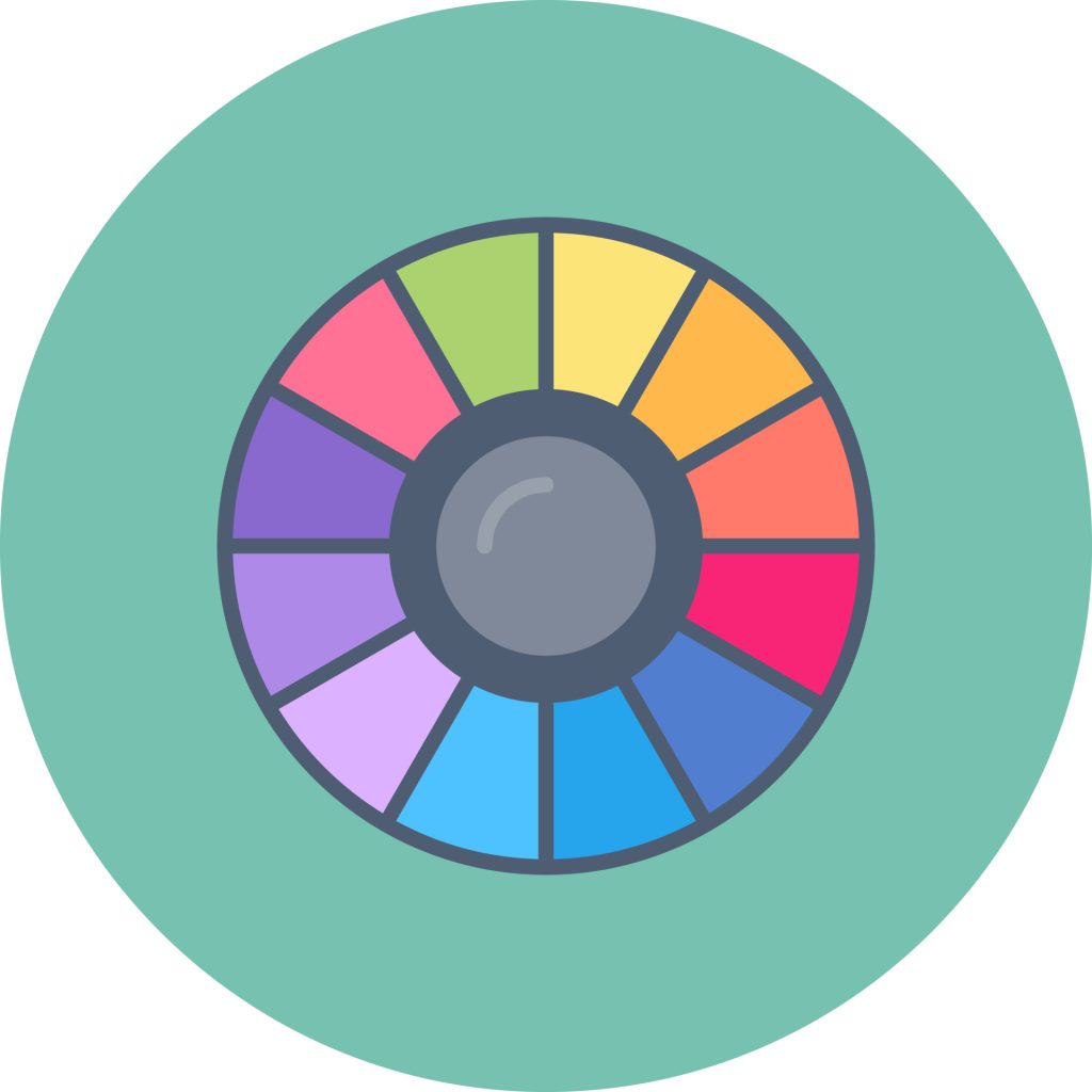 Eye filled with color wheel representing color psychology and emerging color trends.